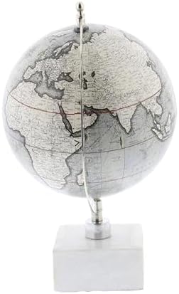 Deco 79 Marble Globe, 9" x 8" x 14", White