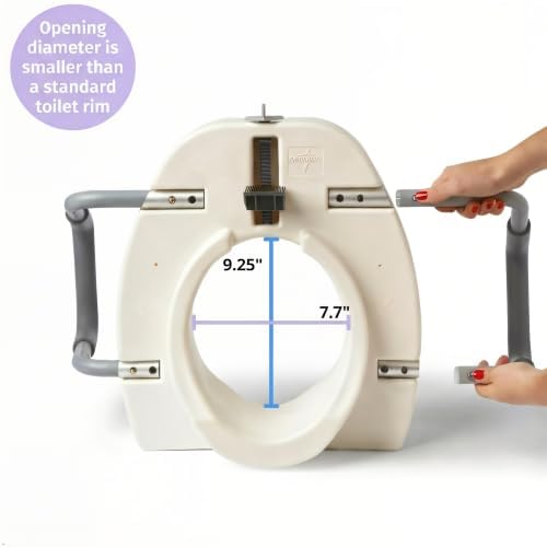 Medline 5" Standard Raised Locking Toilet Seat, 400 lb Capacity | Toilet Riser with Removable Padded Arms, Fits Most Standard Toilets, No Lid, Medical Seat For Adults and Elderly