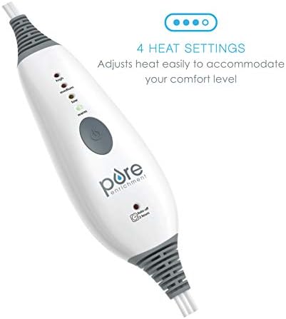 Pure Enrichment PureRelief Deluxe Heating Pad (12" x 24"), Full Body Therapy Pad with 4 InstaHeat Settings, Soft Machine-Washable Microplush Fabric and 2-Hour Auto Safety Shut-Off (Sea Glass)