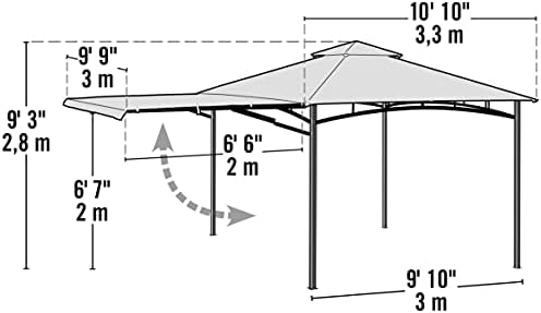 ShelterLogic 11' x 11' Canopy Series Redwood Easy Assembly Seasonal Shade UV Protection with Extendable Awning Outdoor Gazebo