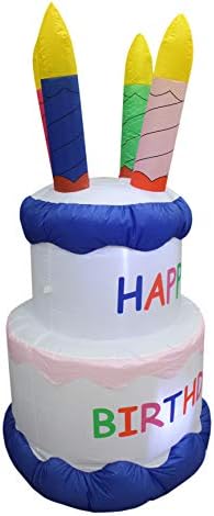 6 Foot Tall Inflatable Happy Birthday Cake with 4 Candles Party Decoration