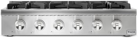 THOR KITCHEN Pro-Style Gas Rangetop with 6 Sealed Burners 36 - Inch, Stainless Steel HRT3618U
