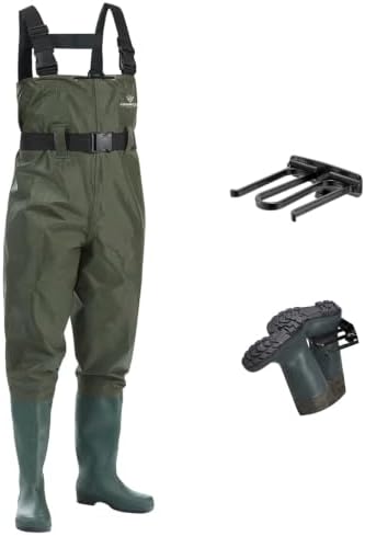 Waders for Men Waterproof Women Fishing Chest Wader with Boots | 2-Ply Nylon/PVC, for hunting & fishing, with boot hanger