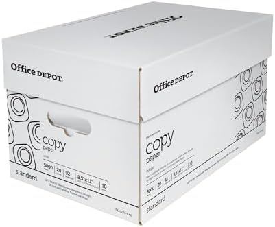 Office Depot White Copy Paper, 8 1/2in. x 11in., 20 Lb, 500 Sheets Per Ream, Case Of 10 Reams, 40402786