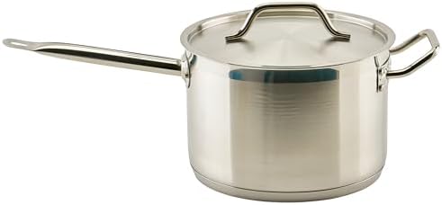 Winco 4 1/2 qt Heavy-Duty 4.5 qt Stainless Steel Sauce Pan with Cover | Even heat distribution, Secure riveted handle, Great for Cooking, Food Preparation and Restaurant Kitchens
