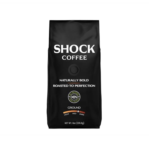 Shock Coffee Ground, The Strongest Caffeinated All-Natural Coffee, Up to 50% more Caffeine. 1 pound