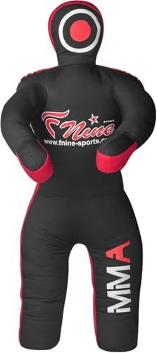 MMA Grappling Dummy, for Judo, Wrestling, Brazilian Jiu Jitsu, Submission and Throwing UNFILLED Canvas Bag (Black Red, 47 Inches (4 feet))