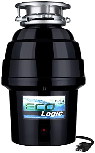 Eco Logic 1/3 HP Garbage Disposal, Universal 3-Bolt Mount, Power Cord