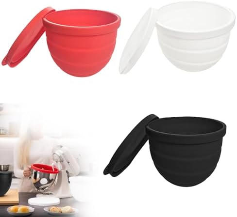Silicone Liners for KitchenAid 5 Qt Tilt-Head Stand Mixer, Odourless,Thicker, Cold/Heat-Resistant & Non-Stick, Easy Clean, Fits 5 Quart Mixing Bowl, with Lids (1, Black)