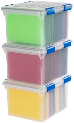 IRIS USA 5-Pack 44 Qt. Letter File Box with Hinged Lid, Clear | Protect important documents, letter and legal files with secure storage for home offices, moving, and long-term organization