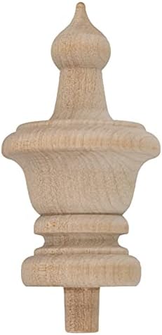 Turned Birch Wooden Finial | 3 1/2 Height | Unfinished Wood Finials for Crafts, Decorative Finials for Birdhouse, Grandfather Clock, Curtain Rod