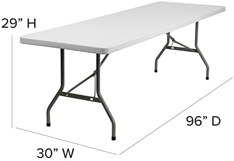 Flash Furniture 5-Foot Granite White Plastic Folding Table | Lightweight, Easy Storage, Commercial Grade