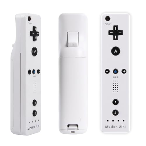 TechKen 2 Pack Wii Controllers with Wii Motion Plus Inside | Shock Wii Nunchuk Controller | Compatible Nintendo Wii, Motion Plus Wii Controller