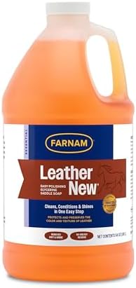 Farnam Leather New Easy-Polishing Glycerine Saddle & Leather Cleaner, 64 oz | Conditions Saddles and Leather Tack, Moisturizing