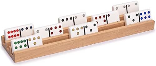 Yellow Mountain Imports Premium Beechwood Domino Racks/Trays (10-Inch) - Set of 4 - Domino Holders for Mexican Train