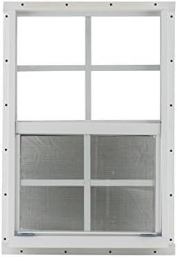 Shed Windows and More 14" X 21" White Flush Mount Tempered Glass, Playhouse Windows, Chicken Coop Windows