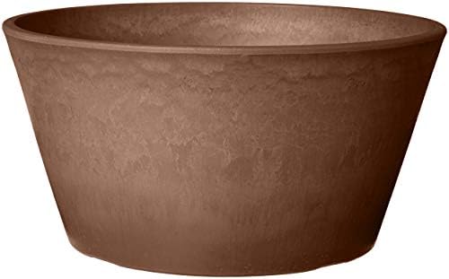PSW Pot Collection TD25TC Plastic/Stone/Wood Composite Shallow Bulb Pan - No Drainage Hole (Drillable), Planter for Succulents, Bonsai, Fairy Gardens, Herbs, 10-inch, Terra Cotta Color