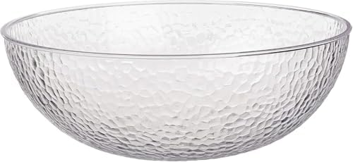 Lillian Collection Stunning Clear Plastic Round Hammered Bowl - 12" (1 Pc.) - Unique Textured Design - Perfect for Parties & Displays