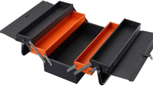 Edward Tools Portable Metal Tool Box with 3 Level Fold Out Organizer Storage - Heavy duty metal frame with smooth metal cantilever latchets