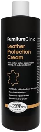 Furniture Clinic Large Leather Care Kit | Leather Cleaner + Conditioning Protection Cream for Furniture | Two 17oz Bottles + 1 Sponge & 1 Cloth | Restore Leather Couches, Car Seats, Jackets, & Boots