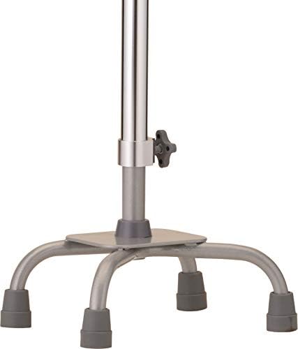 NOVA Heavy Duty Quad Cane with Large Base, 500 lb Weight Capacity Bariatric Walking Cane with Offset Handle, Adjustable Height Aluminum 4-Prong Cane, Right or Left Hand Use, Silver