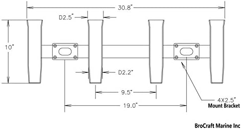 BroCraft Aluminum Wall Mounted 4 Pole Rocket Launcher / Boat Rod Holders / Boat Rocket Launcher