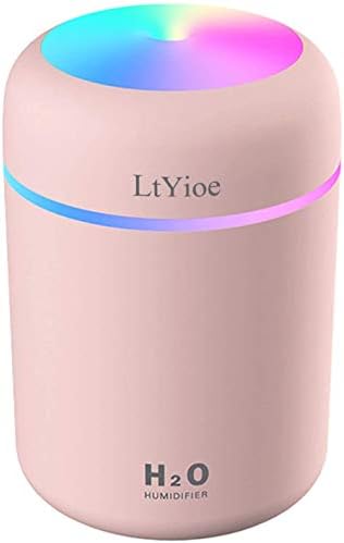 LtYioe Colorful Cool Mini Humidifier, USB Personal Desktop Humidifier for Car, Office Room, Bedroom, etc. Auto Shut-Off, 2 Mist Modes