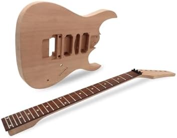 DIY Electric Guitar Kit Beginner Kit 6 String Right Hand JS Series | Mahogany Body, Mahogany Neck, Rosewood Fretboard, Black Hardware