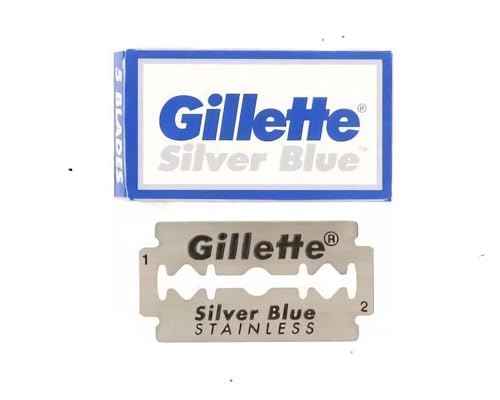50 Silver Blue Double Edge Razor Blades Made in Russia by 7 O'clock