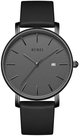 BUREI Men Wrist Watches Fashion Minimalist Thin Analog Quartz Waterproof Watches for Men, Refined Gifts for Men, Boyfriend, Husband, Dad
