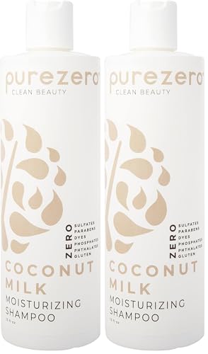 Purezero Coconut Milk Moisturizing Shampoo - 12 Fl Ounce - Intense Hydration & Increase Shine - Fight Dandruff & Frizz - Zero Sulfates, Parabens, Dyes - 100% Vegan & Cruelty Free