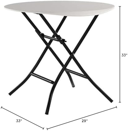 LIFETIME 80230 Folding Round Table, 29" x 36"/33"