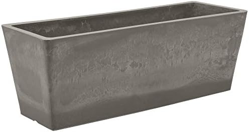 Arcadia Garden Products PSW U45CT Plastic/Stone/Wood Composite Simplicity Window Box, No Drainage Hole (Drillable), 17.5" x 7" x 6", Cement Color