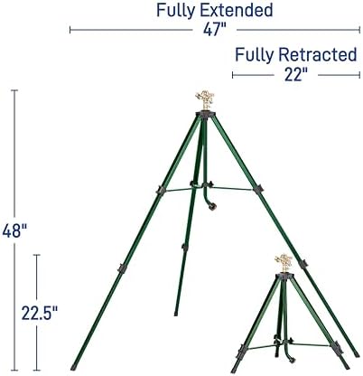 Orbit 58308Z Brass Impact Sprinkler on Tripod Base - Heavy-Duty Brass Sprinklers on Tripod.