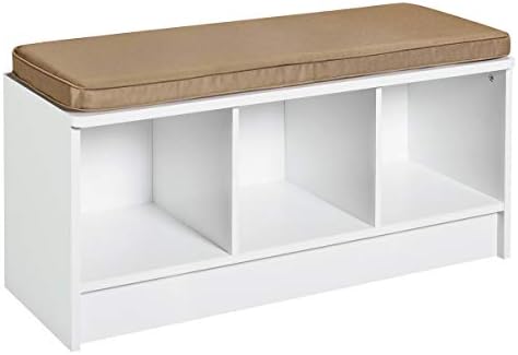 ClosetMaid 3258 Cubeicals 3-Cube Storage Bench, Natural Gray with Gray Cushion