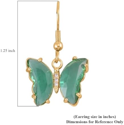 Shop LC Blue Glass Cubic Zirconia CZ Goldtone Butterfly Dangle Drop Earrings for Women Jewelry Ct 0.08 Gifts for Women