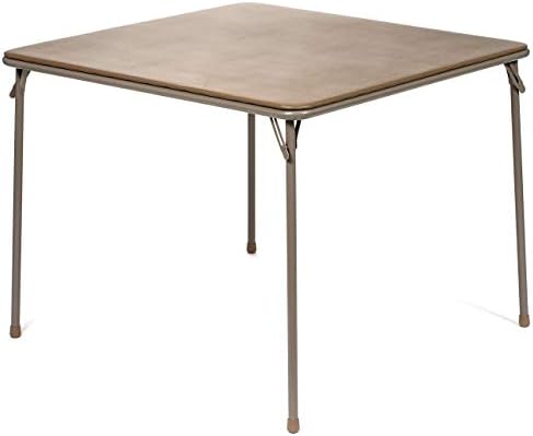 38" Square Folding Card Table - Portable, Easy-to-Store, Vinyl Upholstered, Sturdy Steel, Wheelchair Accessible - Beige