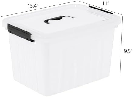 30L Plastic Storage Bin with Lid, Stackable Clear Container