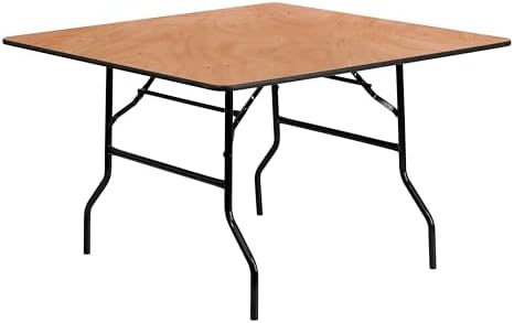 Flash Furniture 4 ft Wood Folding Square Banquet Table | Durable Construction, Commercial Use