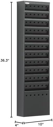 Safco 4321BL Steel Magazine Rack, 11 Pockets - Durable Wall Mounted Black Steel Construction with Optional Base - Perfect Office or School Resource Solution