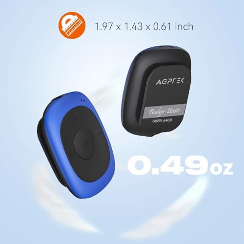 AGPTEK G02 8GB Clip MP3 Player with FM Shuffle & Sweatproof Silicone Case | Screen-Free Portable Music Player, No Bluetooth, Simple for Sports, Running & Walking