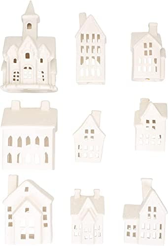 Mark Feldstein & Associates Winter Village LED Tea Light 31 Piece Porcelain Tabletop Christmas Figurine Boxed Set