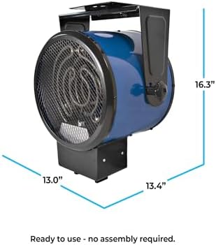 Comfort Zone 5, 300W, 240V Electric Hard-Wired Ceiling Mounted Industrial Garage, Utility Space Heater, NEMA 6-30R, Steel Body, Adjustable Thermostat