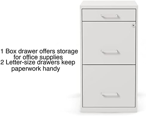 Staples 3-Drawer Vertical File Cabinet, Letter Size Documents, Lockable & Mobile, 18.9" D x 14.3" W x 26.9" H, White