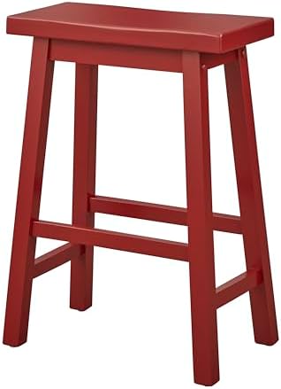 SilkWood Studio Arizona 24 inch Solid Wood Saddle Stool, Red