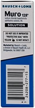 Muro 128 5% Sodium Chloride Hypertonicity Ophthalmic Solution, from Bausch + Lomb, 0.5 Fl Oz for Temporay Relief of Corneal Edema (1 Box Only)