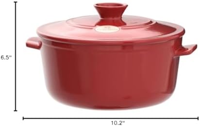 Emile Henry Flame Round Stewpot Dutch Oven, 5.5 Quart, Burgundy