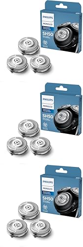 Philips Norelco Genuine Replacement Heads, 3 Count | 45 Self Sharpening MultiPrecision Blades, Compatible with Series 5000 - 6000 and AquaTouch, SH50/52
