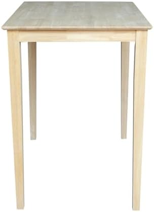 International Concepts Table Top Solid with Wood Bar Height Shaker Legs, 30 by 48-Inch, Unfinished
