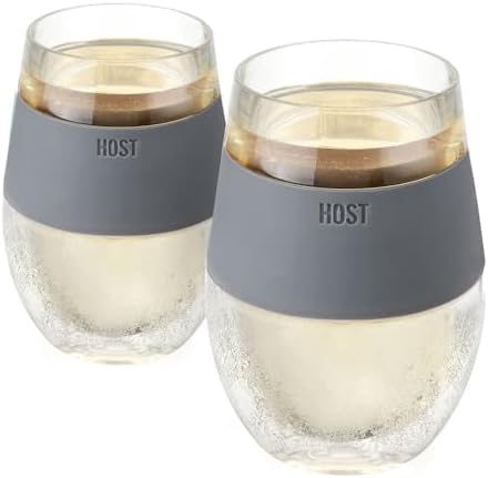 Host Wine Freeze Cup Set of 2 - Plastic Double Wall Insulated Drink Cup, Freezable Vacuum Insulated Wine Glasses, 8.5 oz Blue
